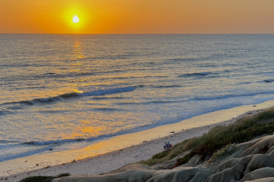 Sunset over North Ponto cliff in Carlsbad, California