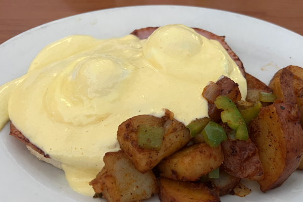 Eggs Benedict at The Village Pie Shoppe in Carlsbad, California