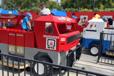 Man the fire pumps at Legoland in Carlsbad California