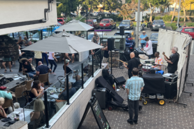 Live music from the patio of Coyote Bar and Grill in Carlsbad