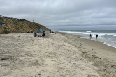 Looking south on North Ponto beach in Carlsbad, California