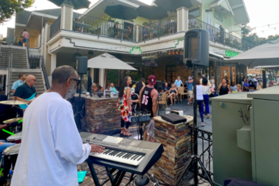 Live music on patio of Coyote Bar & Grill in Carlsbad California