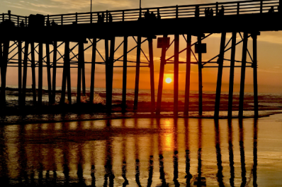 Sunset through Oceanside pier