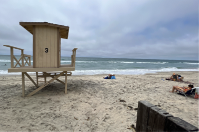 City 3 lifeguard stand in Carlsbad, California