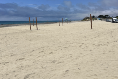 Wide sandy Ponto beach in Carlsbad, California